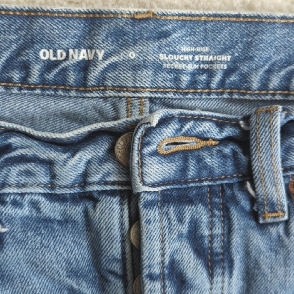 Old Navy High-Rise Slouchy Straight Jeans, Size 0
